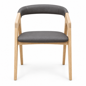 Julia Oak Dining Chair Dark Grey Leather seat - 4 chairs